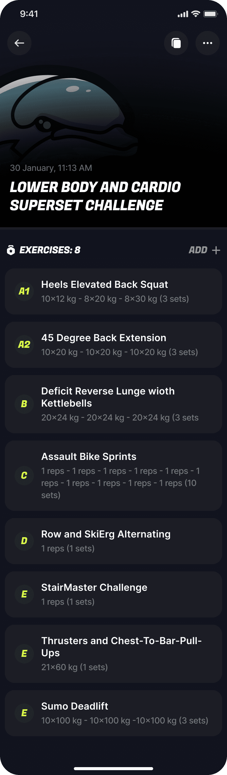 FitEcho metcon workout tracking